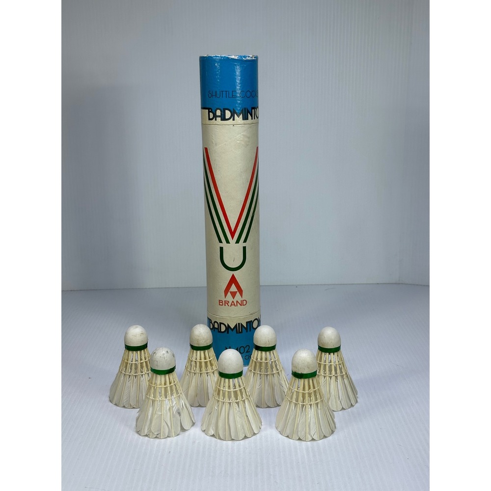 Vintage U Brand N-102 Badminton Shuttlecocks Feather Birdies with Tube Set of 7